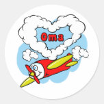 Liebe Oma scherzt Flugzeug Runder Aufkleber