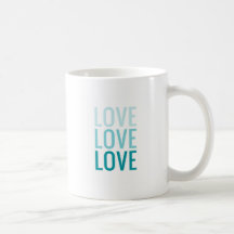 LIEBE Ombre Türkis-Typografie Haferl