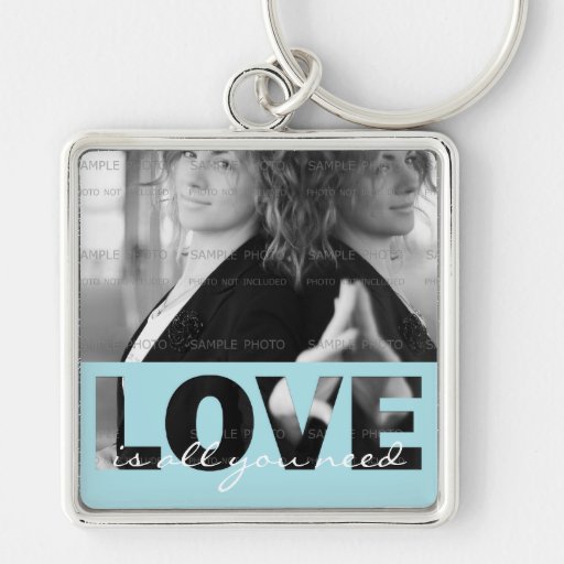 Liebe-quadratisches Metallfoto Keychain (großes) | Schlüsselband