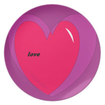 Liebe-rote und lila Valentines-Herz-Geschenke Teller