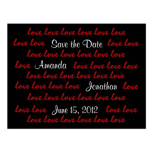 "Liebe-" Save the Date Postkarte (Schwarzes)