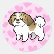 Liebe Shih Tzu (Welpe geschnitten) Runde Sticker