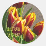 Liebe Sie! Aufkleber rote gelbe Tulpe-Blumen