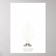 Liebe-Vögel Fingerabdruck-Hochzeitguestbook-| Plakatdrucke