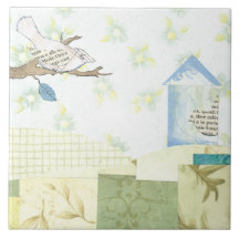 Lied-Vogel-Collagen-Kunst-Fliese Trivet