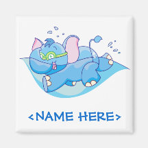 Lil blaue Elefant-Schwimmen Kühlschrankmagnet