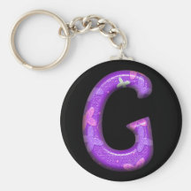 Lila Buchstabe G - Schmetterlings-Alphabet - Keych Schlüsselband