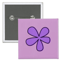 Lila Cartoon-Blume Button