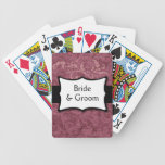 Lila Damast-personalisierte Gastgeschenk Hochzeit Spielkarten