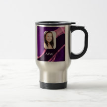 Lila Damast und personalisiertes Foto Teehaferl