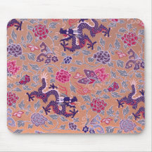 Lila Drachen rosa und lila Blumen-Muster Mauspads