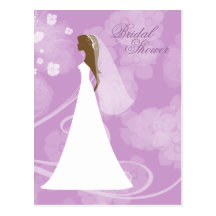 Lila elegante BlumenBrautpartypostkarte