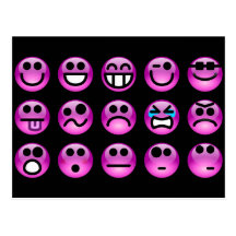 Lila Emoticons Postkarten