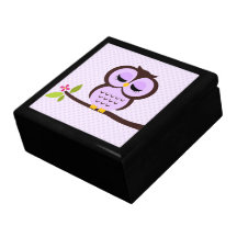 Lila Eulen-Illustration Geschenkbox