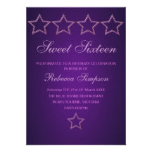 Lila Geburtstag des Juwel-Stern-Bonbon-16 laden ei Personalisierte Einladung