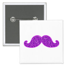 Lila Glitter des Girly Schnurrbartes des Spaßes re Anstecknadelbutton