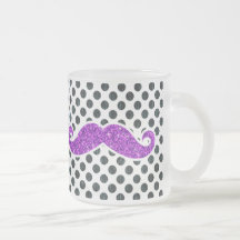LILA GLITTER-SCHNURRBART-POLKA-PUNKTE TEETASSE