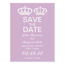 Lila königliche Paare Save the Date Postkarte