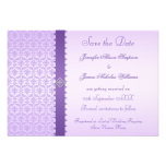 Lila lila Damast-Save the Date Mitteilung Personalisierte Einladungskarte