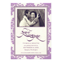 Lila lila modernes Vintages Save the Date einladungen