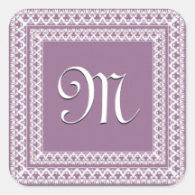 Lila lila verziertes Monogramm Sticker