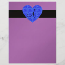 Lila Monogrammblau-Rosen Personalisierte Flyer