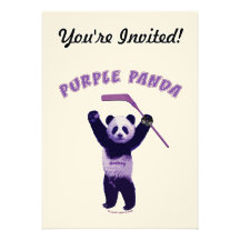 Lila Panda-Hockey-Bär Ankündigungskarten