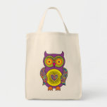 Lila psychedelische Eule Tragetaschen