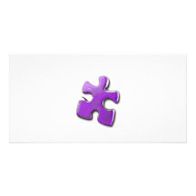 Lila Puzzlespiel! Ein Entwurf auch für Autismus-Be Fotogrußkarten