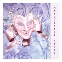 Lila rosa Maskerade-Party Einladungen