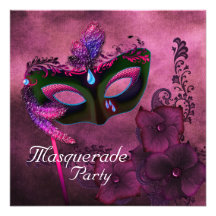 Lila rosa Maskerade-Party Einladungen Burgunders
