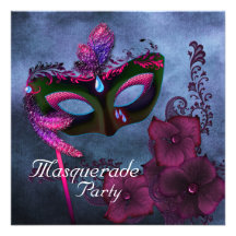 Lila rosa Maskerade-Party Einladungen Burgunders