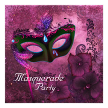 Lila rosa Maskerade-Party Einladungen Burgunders