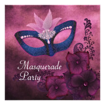 Lila rosa Maskerade-Party Einladungen Burgunders