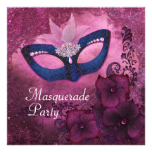 Lila rosa Maskerade-Party Einladungen Burgunders