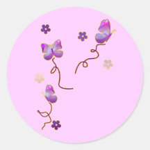 Lila Schmetterlinge und Blumen Aufkleber