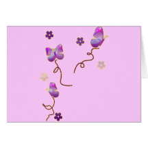 Lila Schmetterlinge und Blumen Grußkarten