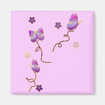 Lila Schmetterlinge und Blumen Kühlschrankmagnet