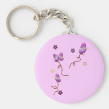 Lila Schmetterlinge und Blumen Schlüsselanhänger