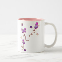 Lila Schmetterlinge und Blumen Teetassen