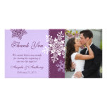 Lila Schneeflocke-Winter-Hochzeit danken Ihnen Photo Karten Vorlage