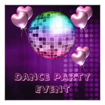 Lila Tanz-Party-Ereignis Mirrorball Liebe-Ballone Einladung