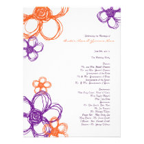 Lila u. orange wilde Blumen, die Programm Wedding  einladungen