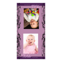 Lila u. schwarze Braut-u. Bräutigam-Foto-Tabellen- Bilderkarte