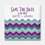 Lila und aquamariner Zickzack Save the Date Kühlschrankmagnete