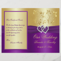 Lila und Gold verbindende Herzen, die Programm Wed Bedruckte Flyer