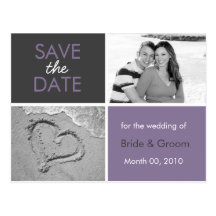 Lila und Grau-Save the Date Foto-Postkarten