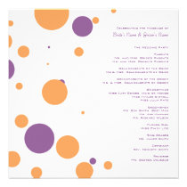 Lila und orange Polka-Punkte, die Programm Wedding einladungen