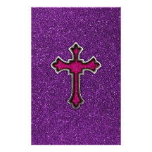Lila und rosa Glitter-Kreuz Individuelles Druckpapier