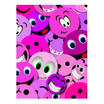 LILA UND ROSA SMILEY-COLLAGE POSTKARTEN
